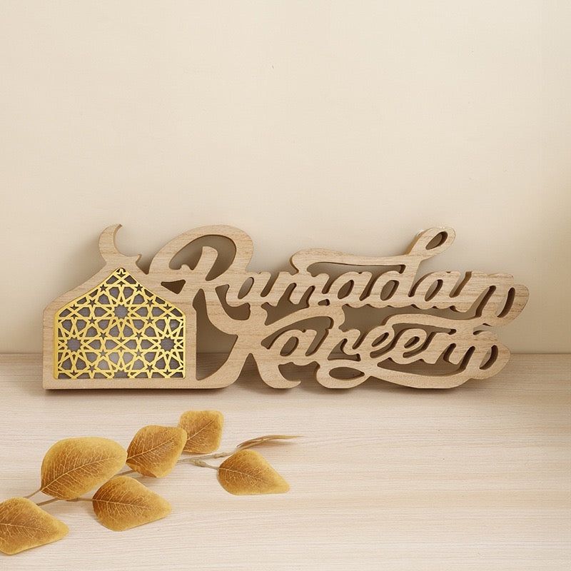 New Arrivals - Ramadan Mubarak Ramadan Kareem Wooden Decorative Light Table Centerpiece