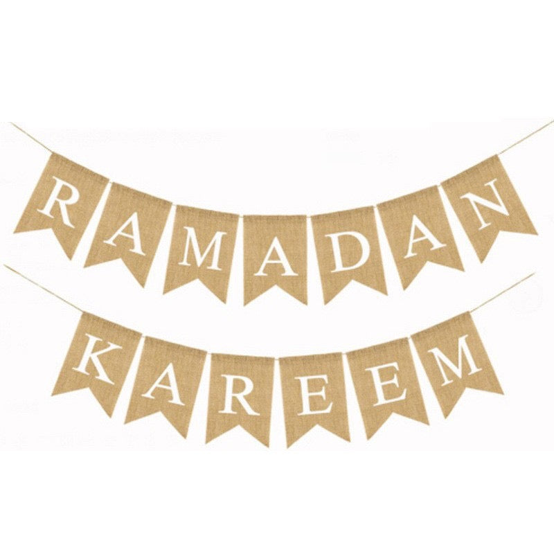 Ramadan Eid Mubarak Linen Banner