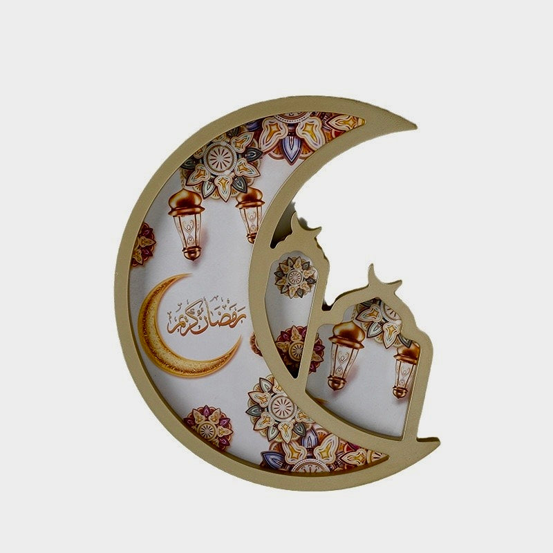 Ramadan Eid Mubarak Wooden Moon Star Food Tray Tableware