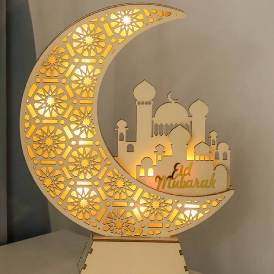 Ramadan EID Wooden Ornaments with LED Lights