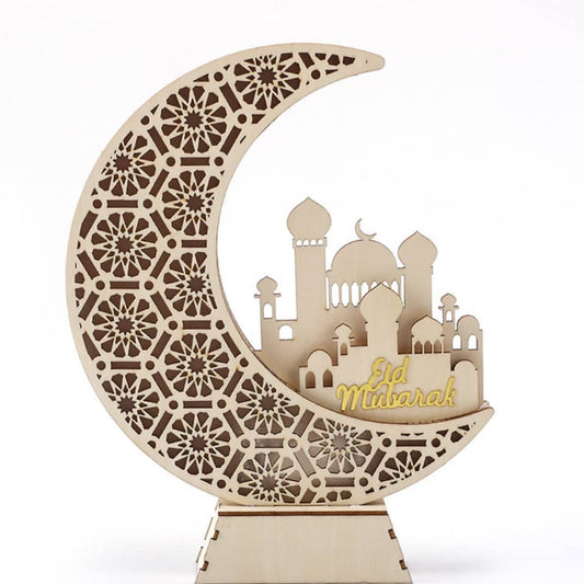 Ramadan EID Wooden Ornaments with LED Lights