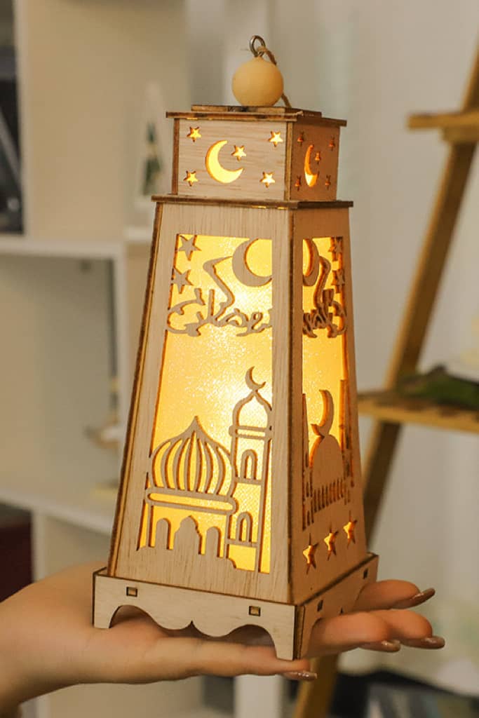 Ramadan EID Wooden Hanging Ornaments with LED Lights